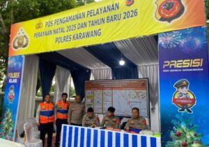 Kabag SDM Polres Karawang Pantau Kesiapan Personel di Pos Pam Terminal Klari Ops Lilin 2025