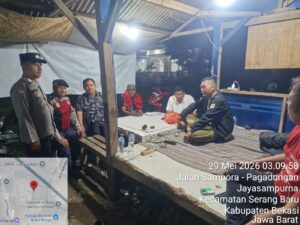 CIPTA KONDISI KONDUSIF, POLSEK SERANG BARU SISIR JALAN SAMPORA
