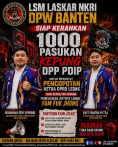 BUNTUT PENCULIKAN AKTIVIS LEBAK — SEKWIL LASKAR NKRI BANTEN DESAK DPP PDIP COPOT KETUA DPRD LEBAK! APEN SUPANDI (ALVENT HD) : JANGAN LINDUNGI PELAKU KEKERASAN!