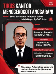 TIKUS KANTOR MENGGEROGOTI ANGGARAN! SEWA EXCAVATOR DIPEMPROV JABAR LEBIH BAYAR RP840 JUTA